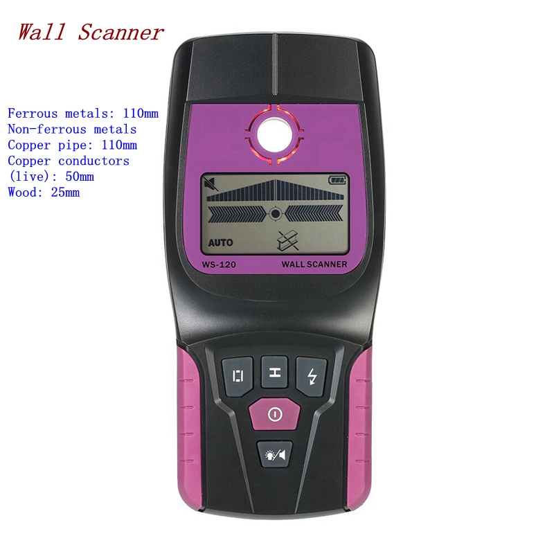 Water Leak Detector Wired - WS120สแกนเนอร์ผนังสติกเกอร์ติดผนังเครื่องตรวจจับท่อพีวีซีโลหะไม้AC Live Wire Finderเครื่องสแกนเนอร์เครื่องมือวินิจฉัย